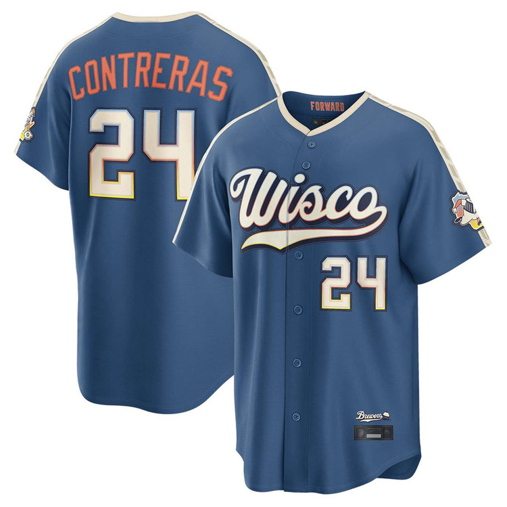 M.Brewers #24 William Contreras Player Blue 2026 City Connect Home Game Hdoa Stitched Jerseys