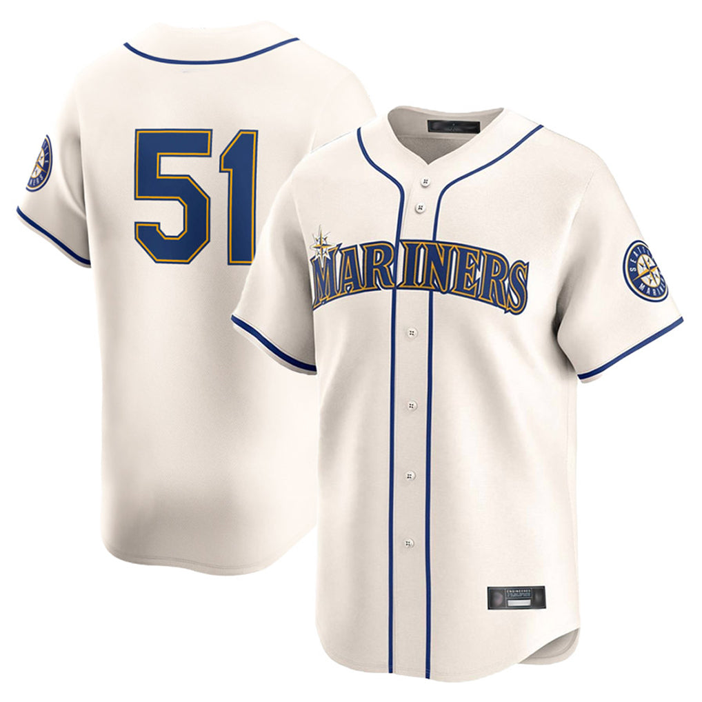 S.Mariners #51 Ichiro Suzuki Player Cream Home Limited Hdoa Stitched Jerseys