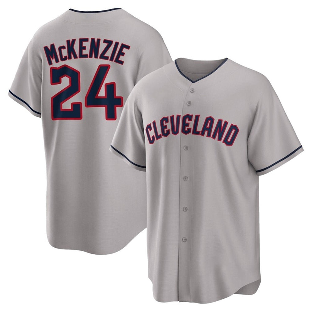 C.Guardians #24 Triston McKenzie Player Gray Game Home Hdoa Stitched Jerseys