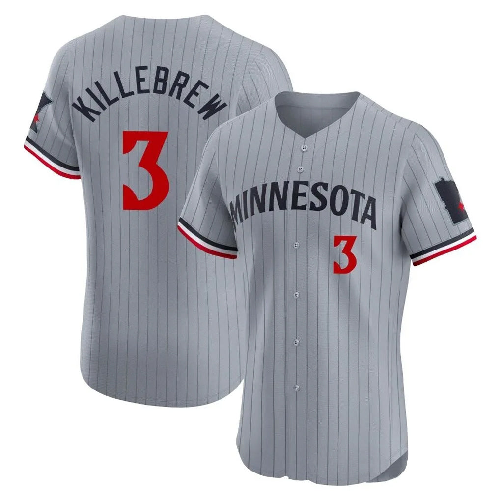 M.Twins #3 Harmon Killebrew Player Gray Home Limited Elite Hdoa Stitched Jerseys