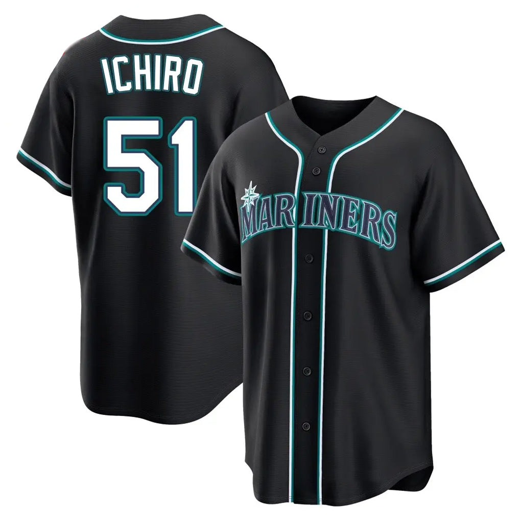 S.Mariners #51 Ichiro Suzuki Player Black Fashion Home Limited Hdoa Stitched Jerseys