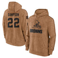 C.Browns #22 Dylan Sampson Player Brown Salute to Service Hoodies Limited Game Hdoa Stitched Jerseys