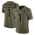 A.Falcons #1 Tua Tagovailoa Player Olive Salute To Service Limited Home Game Hdoa Stitched Jerseys