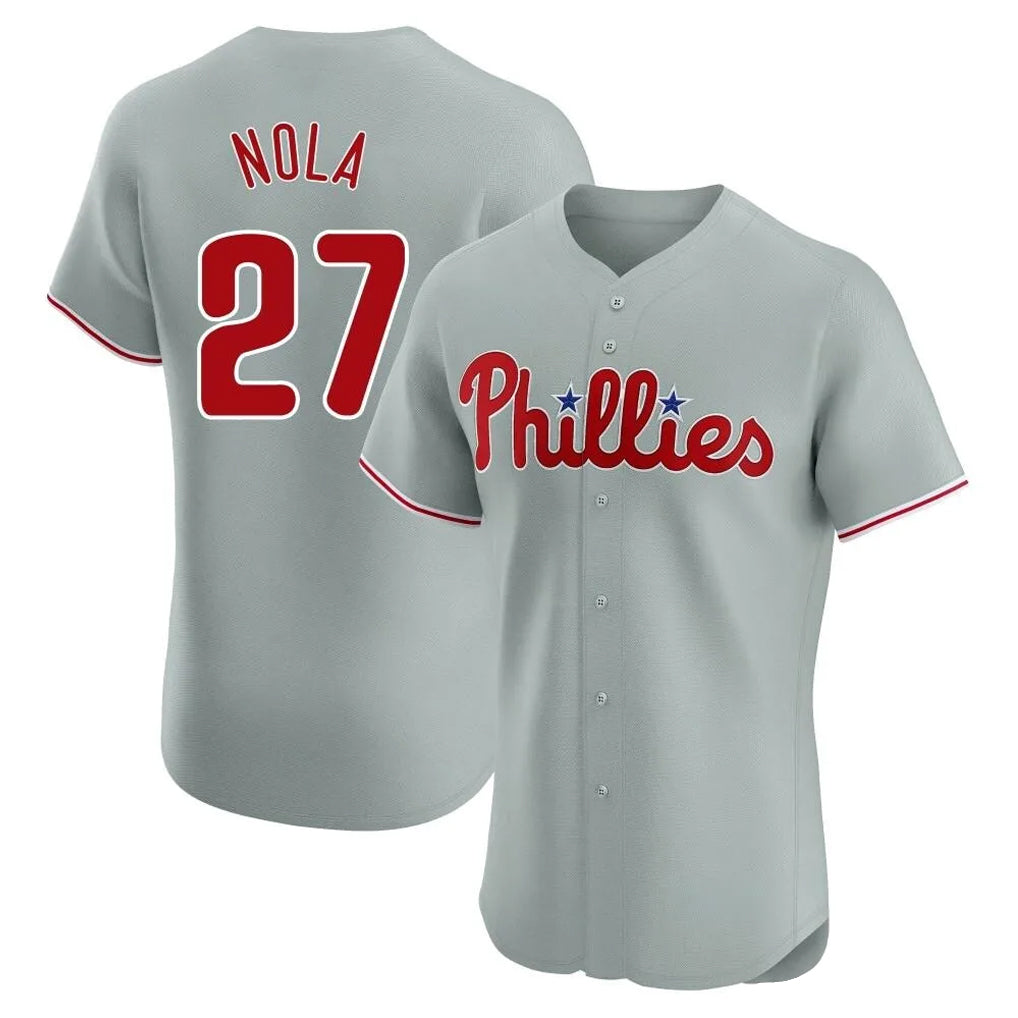 P.Phillies #27 Aaron Nola Player Gray Home Limited Elite Hdoa Stitched Jerseys