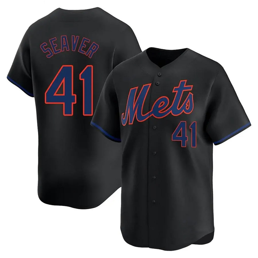 NY.Mets #41 Tom Seaver Player Black Alternate Home Limited Hdoa Stitched Jerseys