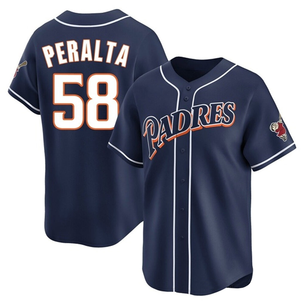 S.Diego Padres #58 Wandy Peralta Player Navy Cooperstown Collection Limited Home Hdoa Stitched Jerseys
