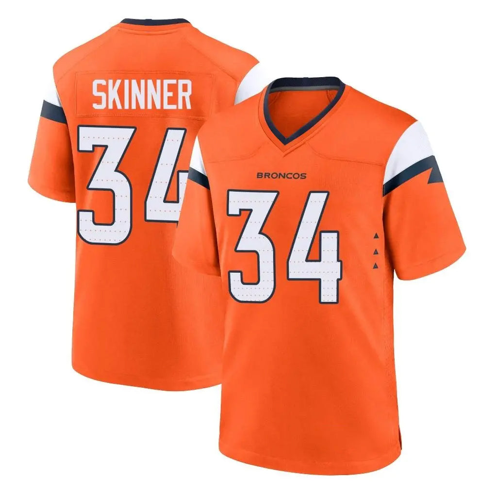 D.Broncos #34 JL Skinner Player Orange Home Game Hdoa Stitched Jerseys