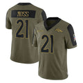 D.Broncos #21 Riley Moss Player Olive Salute To Service Limited Game Hdoa Stitched Jerseys