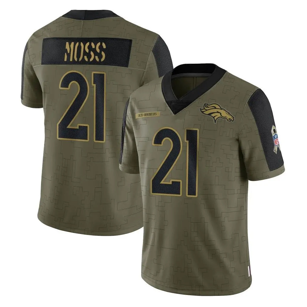 D.Broncos #21 Riley Moss Player Olive Salute To Service Limited Game Hdoa Stitched Jerseys
