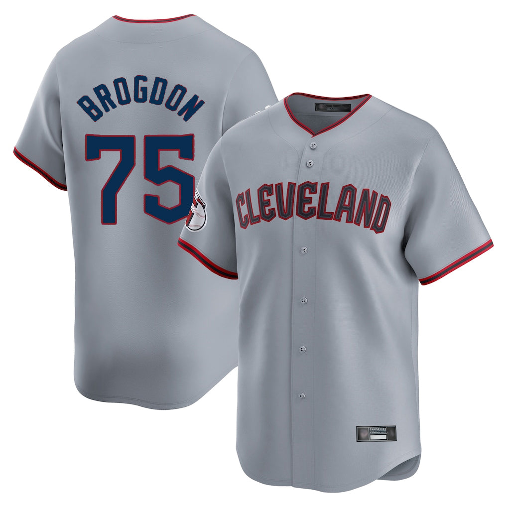 C.Guardians #75 Connor Brogdon Player Gray Road Limited Home Game Hdoa Stitched Jerseys