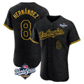 LA.Dodgers #8 Enrique Hern¨¢ndez Player Black World Series Snake Skin City Limited Elite Home Hdoa Stitched Jerseys