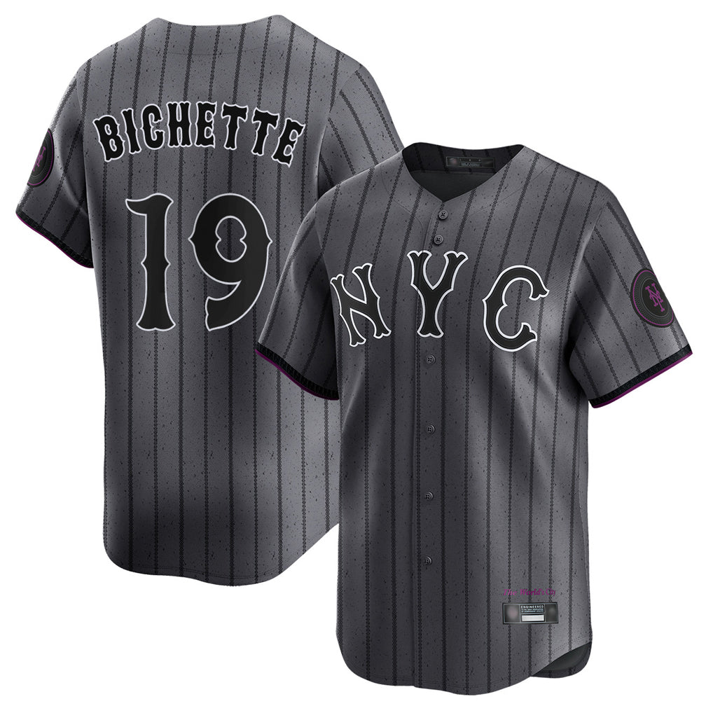 NY.Mets #19 Bo Bichette Player Gray City Connect Limited Hdoa Stitched Jerseys
