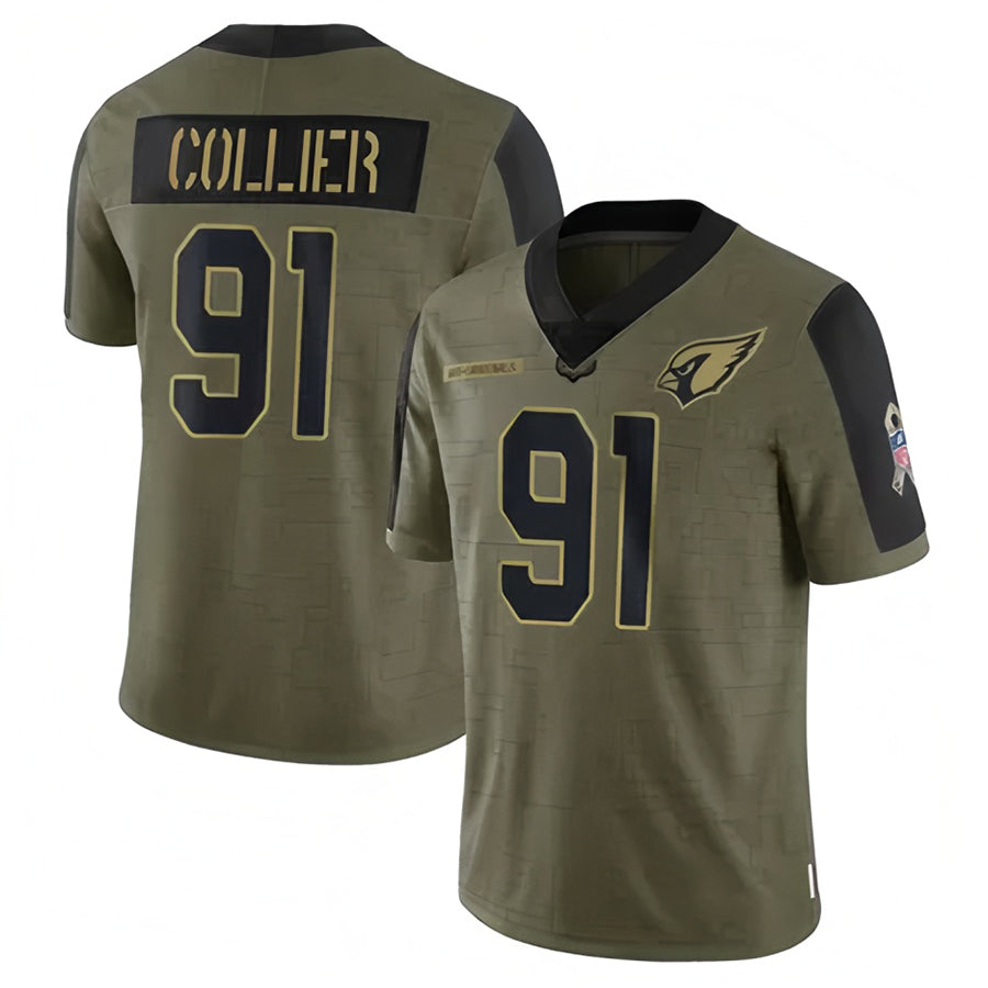 A.Cardinals #91 L.J. Collier Player Olive Salute To Service Hdoa Stitched Jerseys
