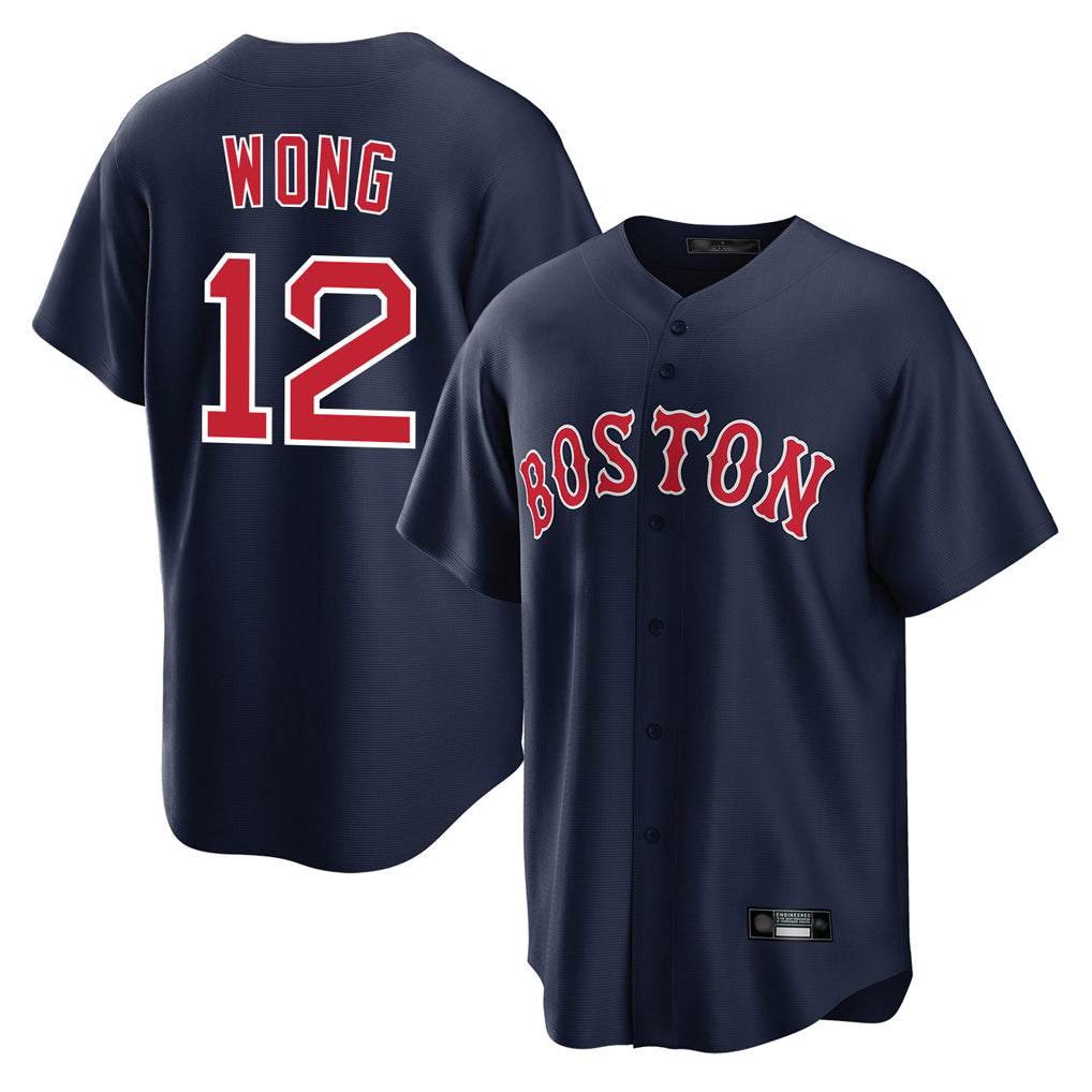 B.Red Sox #12 Connor Wong Player Navy Home Game Hdoa Stitched Jerseys