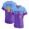 C.Rockies #8 Ryan Ritter Player Purple-Light Blue City Connect Limited Elite Home T-shirt Hdoa Stitched Jerseys