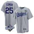 LA.Dodgers #25 Tommy Edman Player Gray World Series Game Hdoa Stitched Jerseys