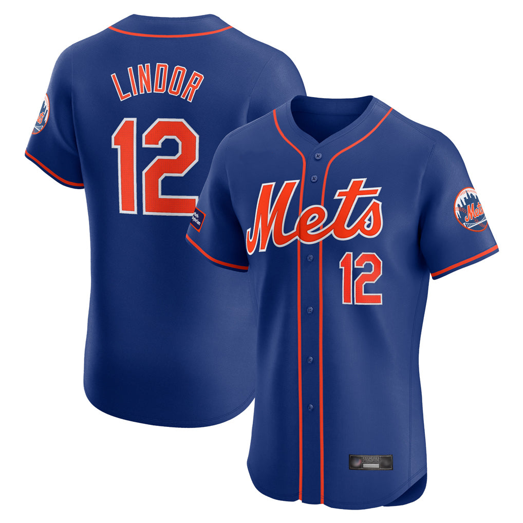 NY.Mets #12 Francisco Lindor Player Royal Limited Elite Home Hdoa Stitched Jerseys
