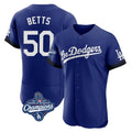 LA.Dodgers #50 Mookie Betts Player Royal World Series Meet City Connect Elite Home Hdoa Stitched Jerseys