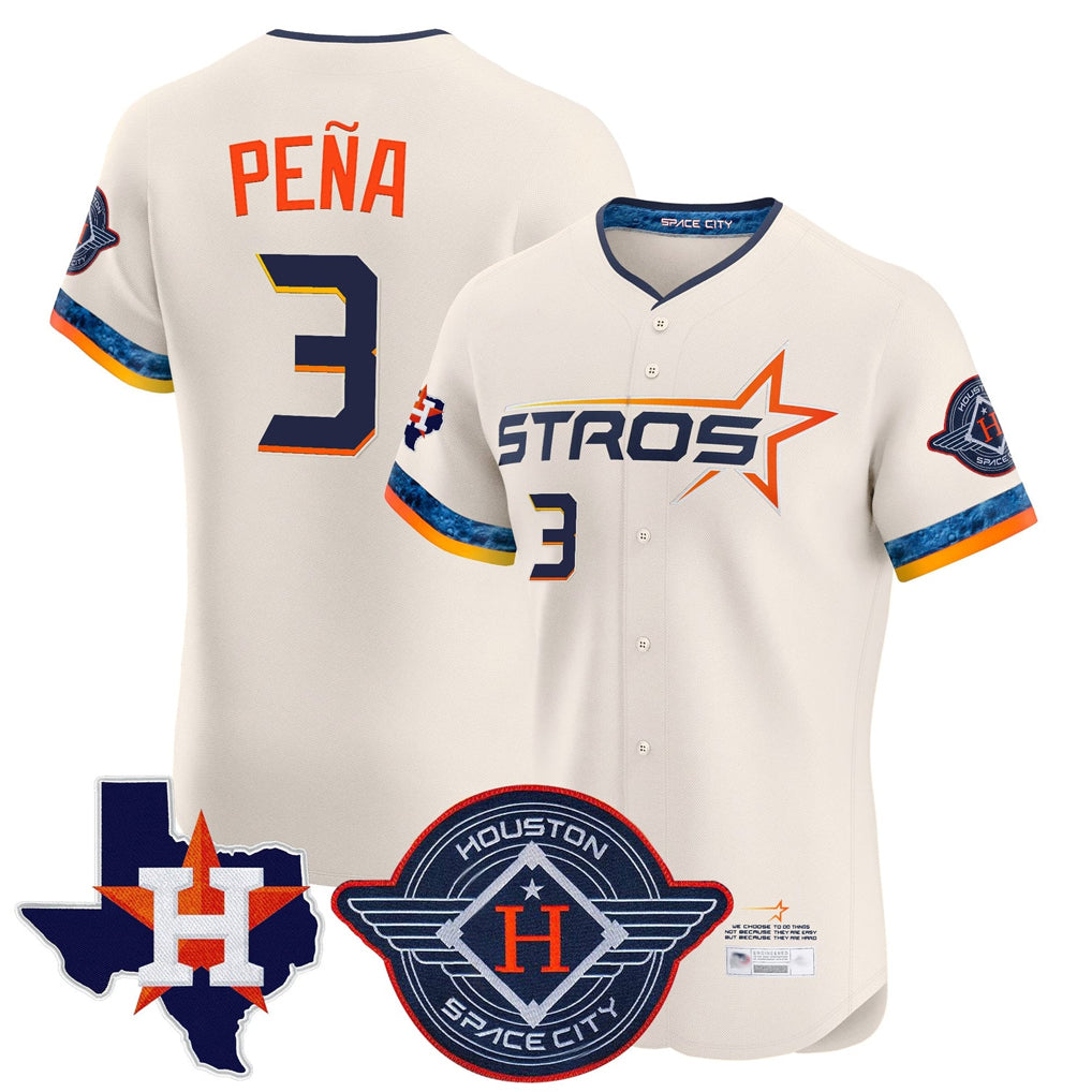 H.Astros #3 Jeremy Pena Player Cream City Connect Texas Patch Vapor Premier Limited Elite Home Hdoa Stitched Jerseys