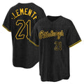 P.Pirates #21 Roberto Clemente Player Black Snake Skin City Home Limited Hdoa Stitched Jerseys