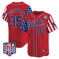 B.Orioles #35 Adley Rutschman Player Red USA 250 Independence Day Vapor Premier Limited Home Game Hdoa Stitched Jerseys
