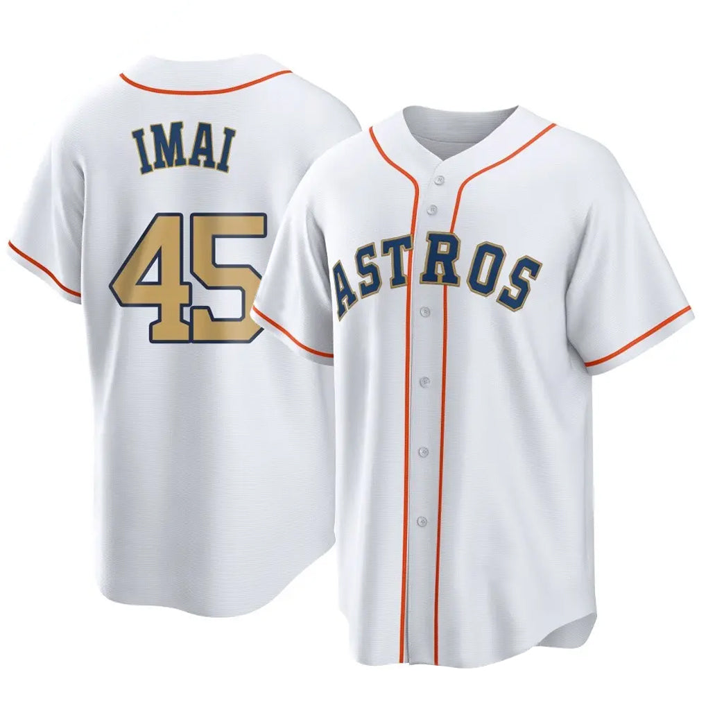 H.Astros #45 Tatsuya Imai Player Gold Collection Game Home Hdoa Stitched Jerseys