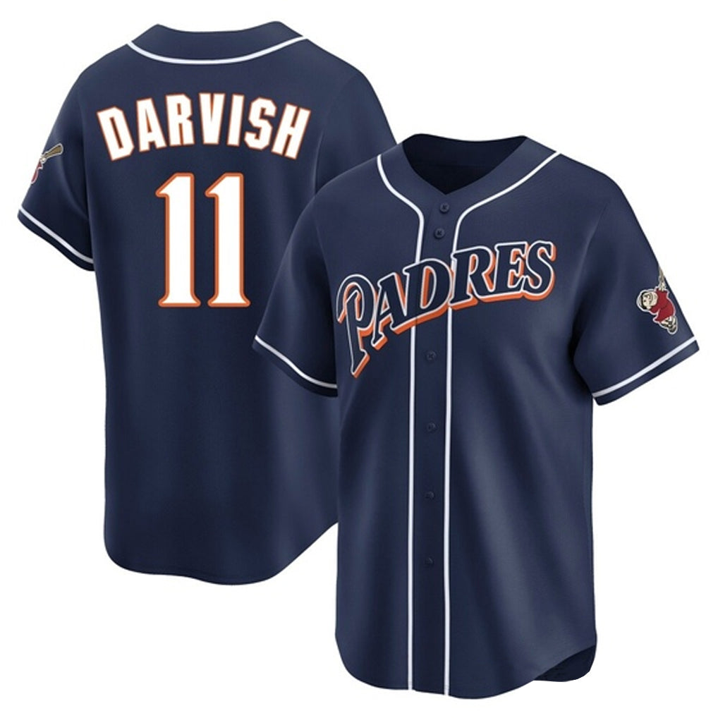 S.Diego Padres #11 Yu Darvish Player Navy Cooperstown Collection Limited Home Hdoa Stitched Jerseys