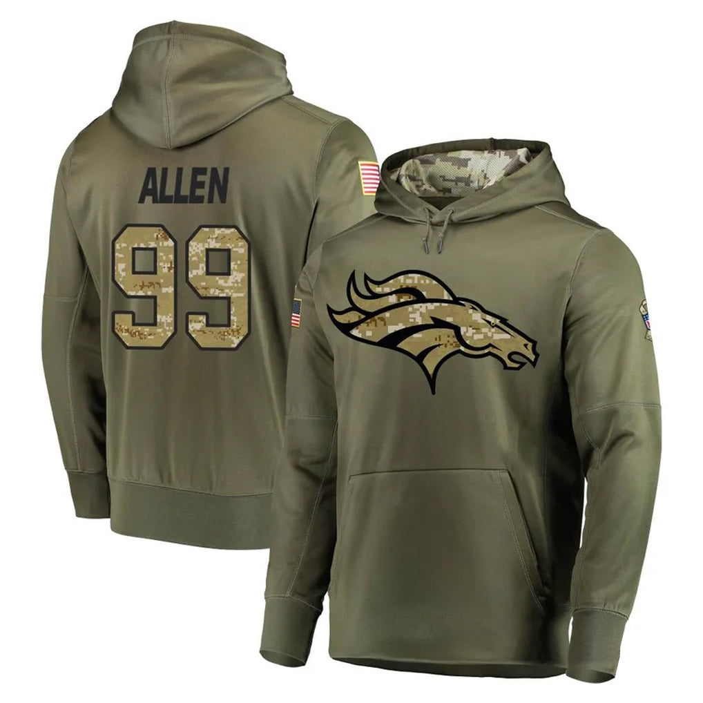 D.Broncos #99 Zach Allen Player Olive Salute to Service Pullover Hoodies Home Game Hdoa Stitched Jerseys
