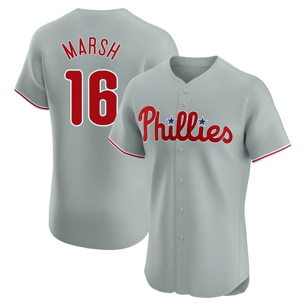 P.Phillies #16 Brandon Marsh Player Gray Home Limited Elite Hdoa Stitched Jerseys