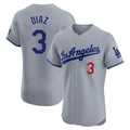 LA.Dodgers #3 Edwin D¨ªaz Player Gray Limited Elite Home Hdoa Stitched Jerseys