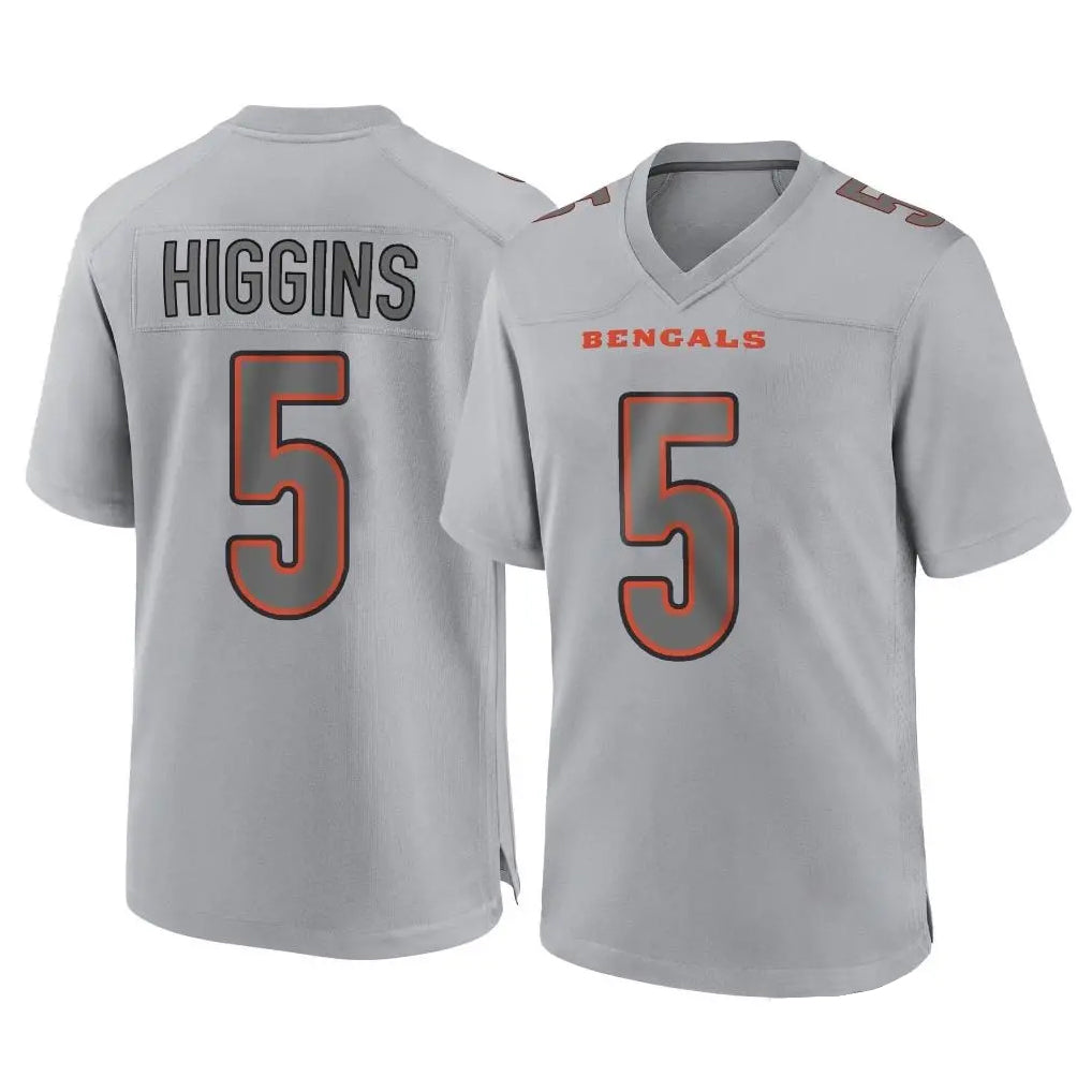 C.Bengals #5 Tee Higgins Player Gray Atmosphere Fashion Game Hdoa Stitched Jerseys