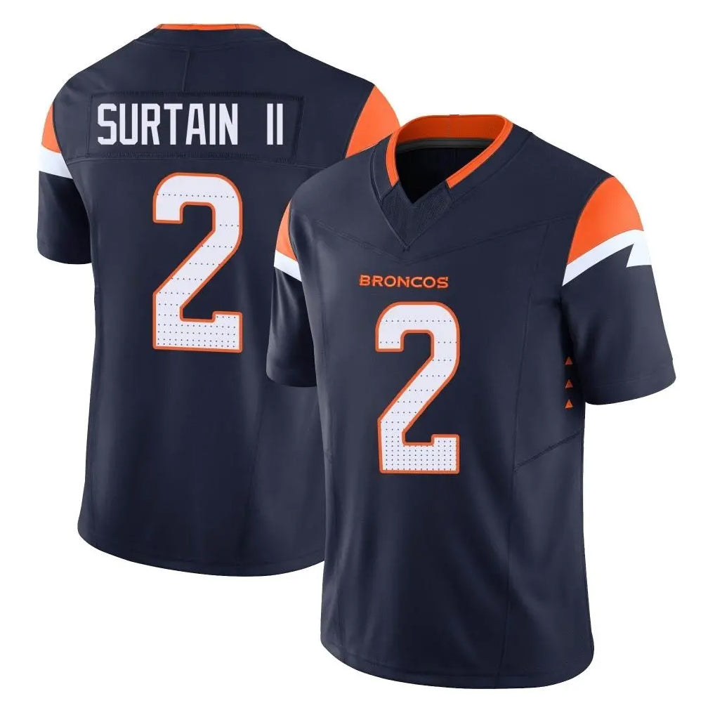 D.Broncos #2 Pat Surtain II Player Navy Limited Vapor F.U.S.E. Home Game Hdoa Stitched Jerseys