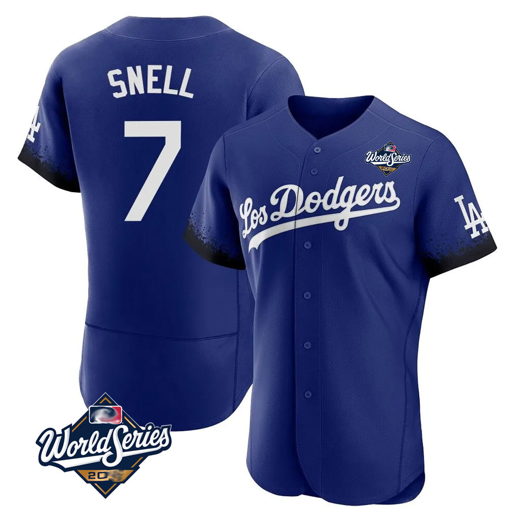 LA.Dodgers #7 Blake Snell Player Royal City Connect Elite World Series Home Hdoa Stitched Jerseys
