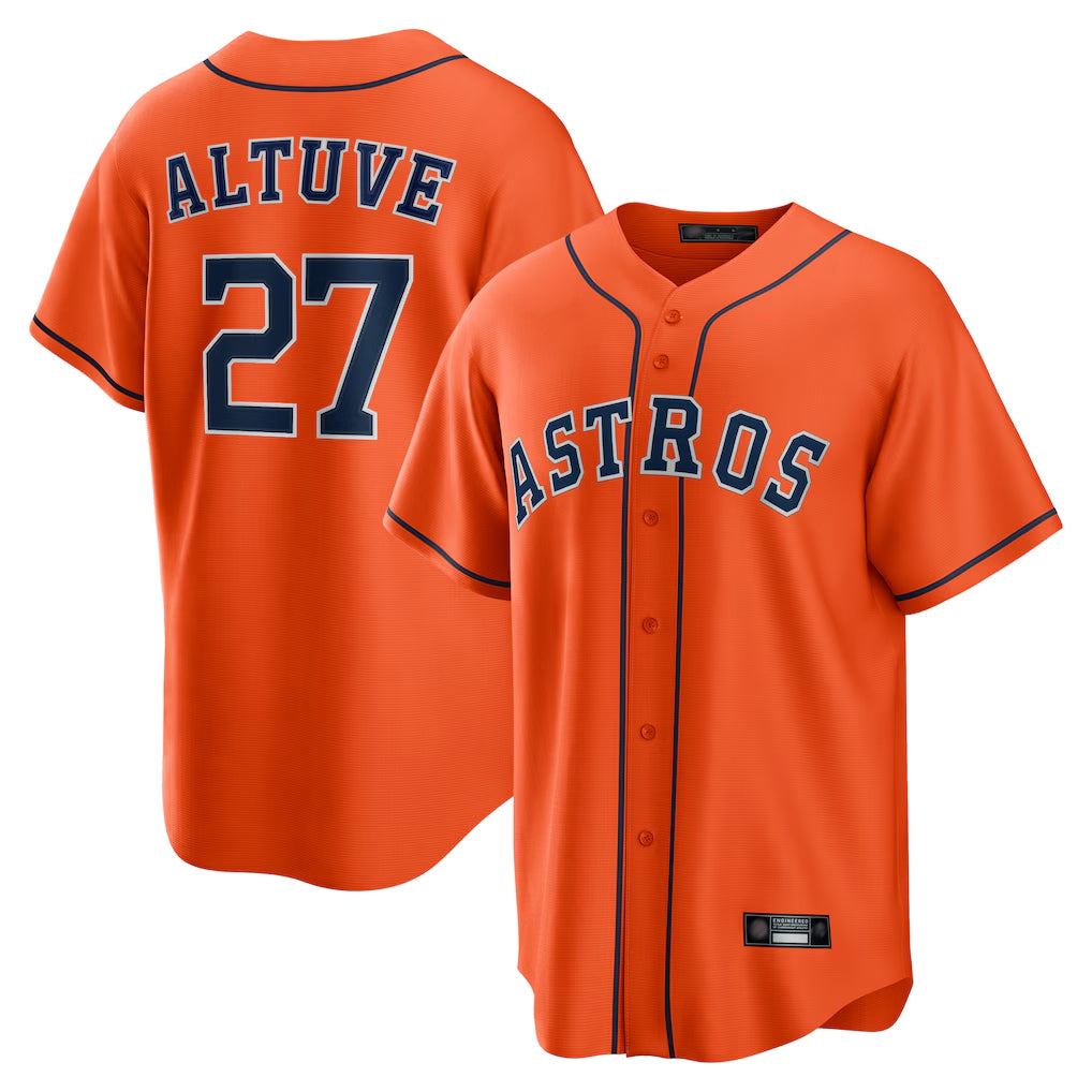 H.Astros #27 Jose Altuve Player Orange Home Game Hdoa Stitched Jerseys