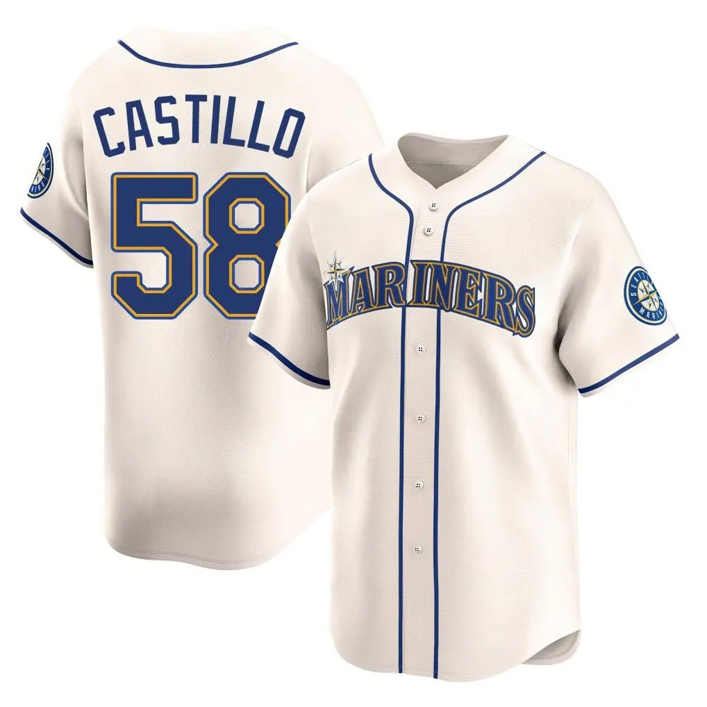 S.Mariners #58 Luis Castillo Player Cream Home Limited Hdoa Stitched Jerseys