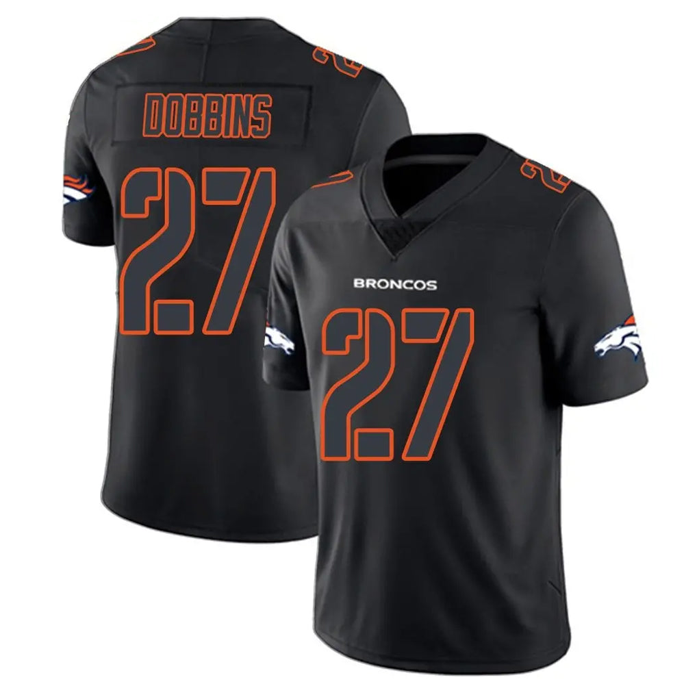 D.Broncos #27 J.K. Dobbins Player Black Impact Limited Game Hdoa Stitched Jerseys