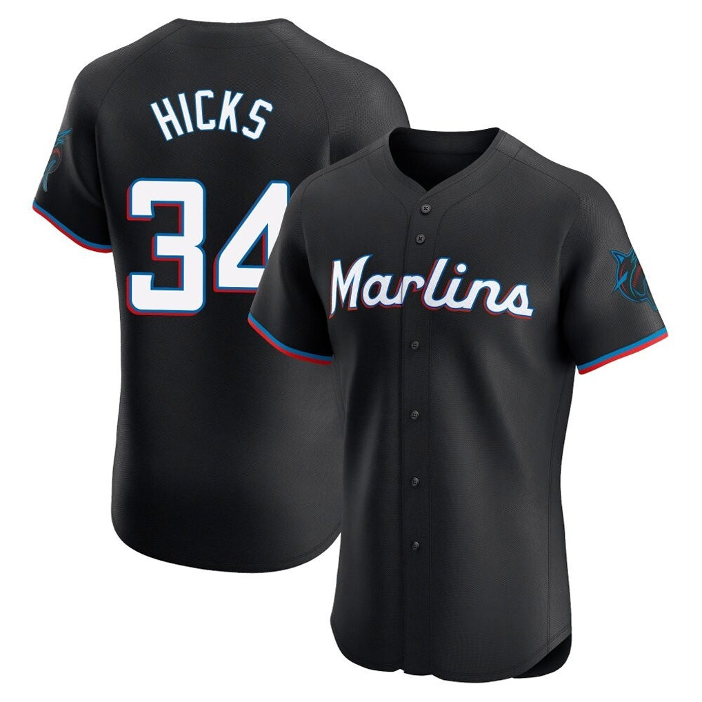 M.Marlins #34 Liam Hicks Player Black Vapor Home Limited Elite Hdoa Stitched Jerseys
