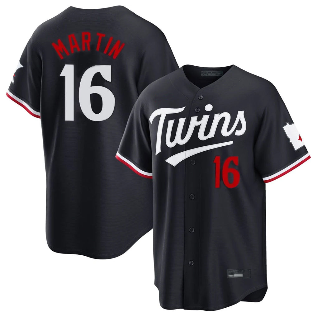 M.Twins #16 Austin Martin Player Navy Home Game Hdoa Stitched Jerseys