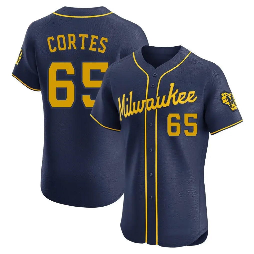 M.Brewers #65 Nestor Cortes Player Navy Home Limited Elite Hdoa Stitched Jerseys
