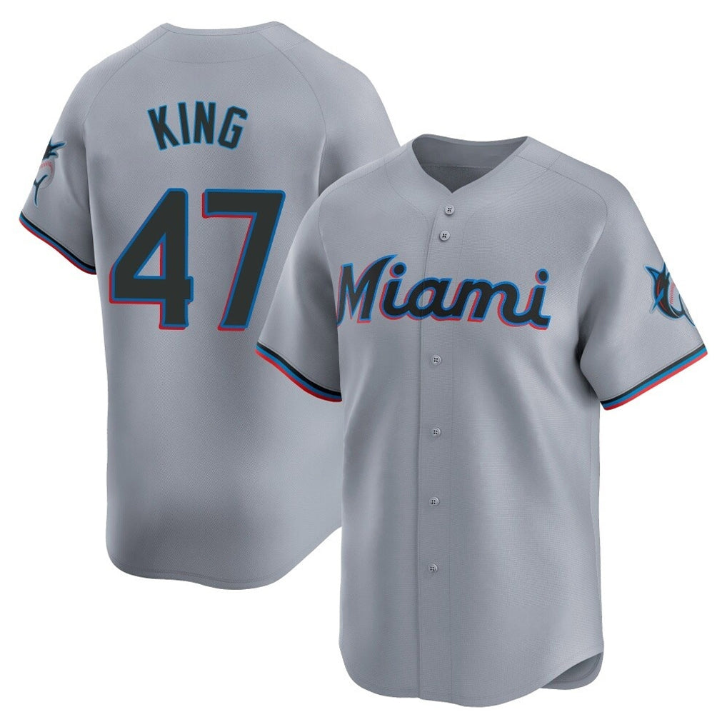 M.Marlins #47 John King Player Gray  Home Limited Hdoa Stitched Jerseys