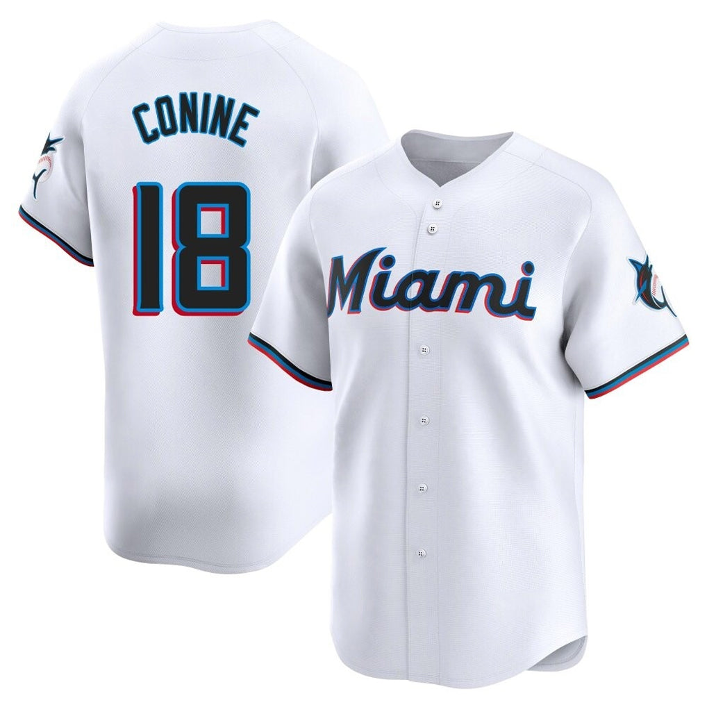 M.Marlins #18 Griffin Conine Player White  Home Limited Hdoa Stitched Jerseys