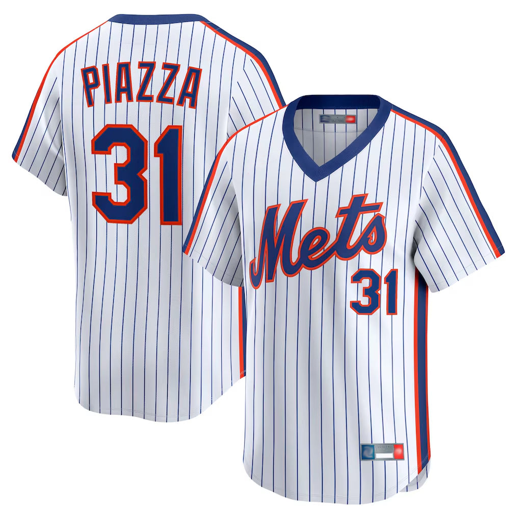 NY.Mets #31 Mike Piazza Player White Cooperstown Collection T-shirt Game Hdoa Stitched Jerseys