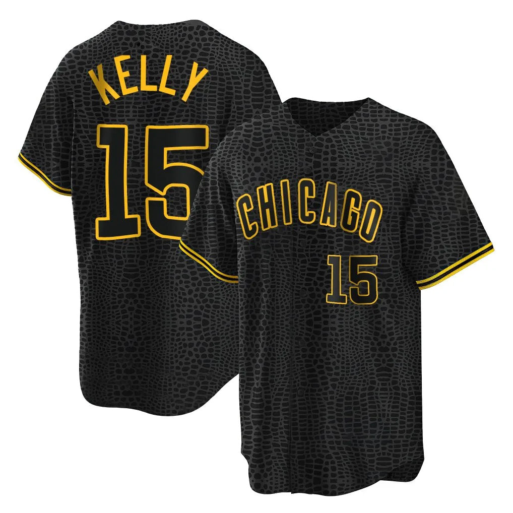 C.Cubs #15 Carson Kelly Player Black Snake Skin City Game Hdoa Stitched Jerseys