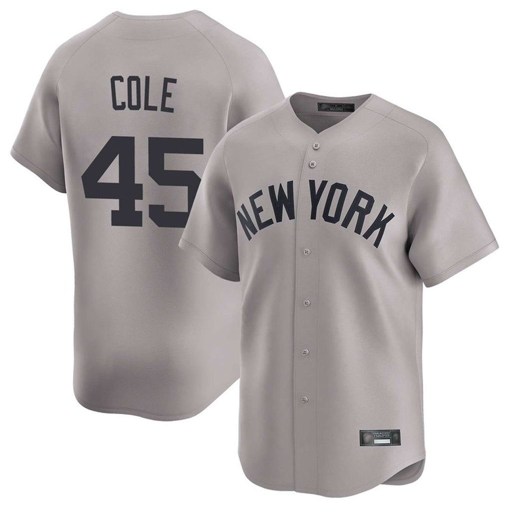 NY.Yankees #45 Gerrit Cole Player Gray Limited Home Hdoa Stitched Jerseys