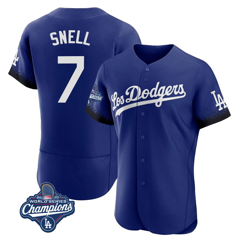 LA.Dodgers #7 Blake Snell Player Royal City Connect Elite World Series Meet Home Hdoa Stitched Jerseys