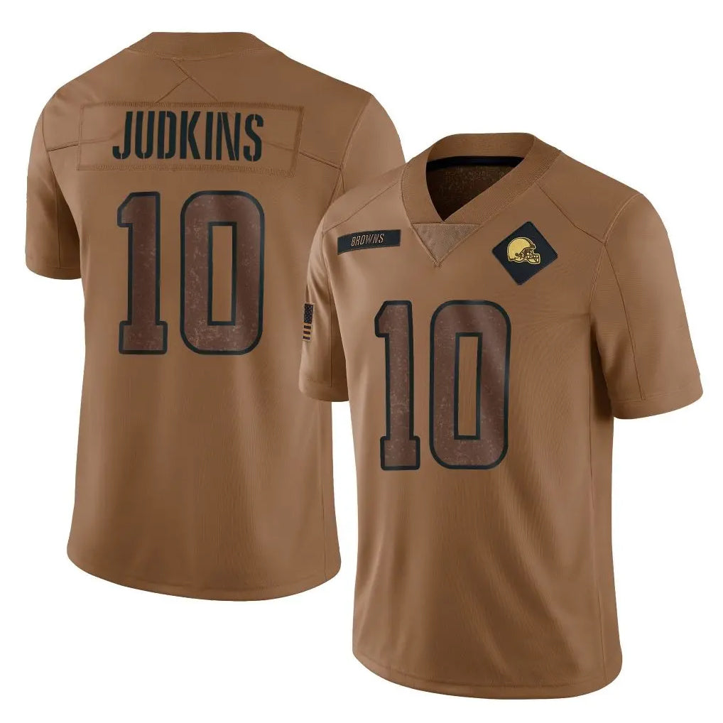 C.Browns #10 Quinshon Judkins Player Brown Salute to Service Limited Home Game Hdoa Stitched Jerseys