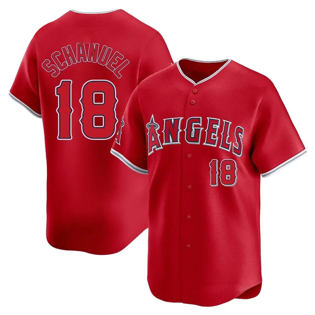 LA.Angels #18 Nolan Schanuel Player Red Home Limited Hdoa Stitched Jerseys