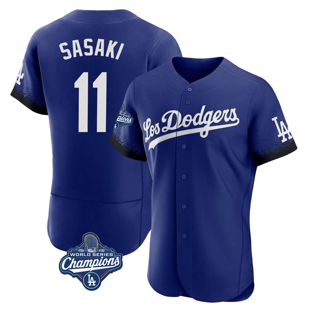 LA.Dodgers #11 Roki Sasaki Player Royal World Series Meet City Connect Elite Home Hdoa Stitched Jerseys