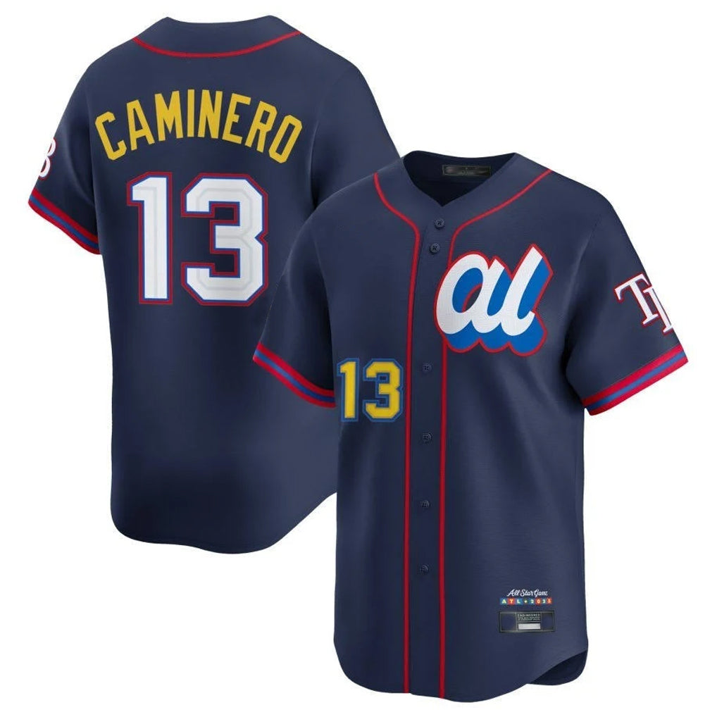 T.Bay Rays #13 Junior Caminero Player Navy All-star Limited Hdoa Stitched Jersey