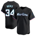 M.Marlins #34 Liam Hicks Player Black Home Limited Hdoa Stitched Jerseys
